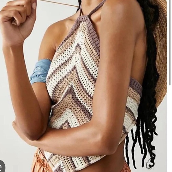 2 NWOT FREE PEOPLE beach June triangle crochet tops size medium - Picture 1 of 13